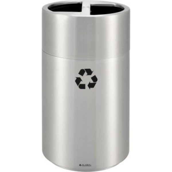 Gec Global Industrial Round Multi-Stream Recycling Can, 31 Gallon Total, Satin Aluminum EK9076D-MT